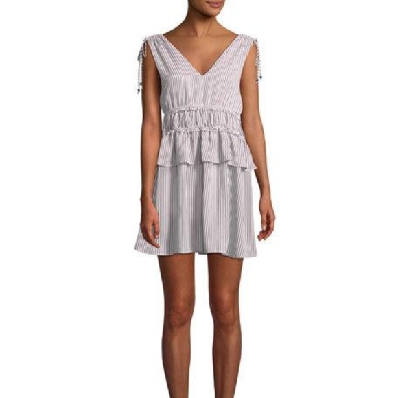 New Line & Dot Striped Tie-Shoulder Mini Dress - Picture 4 of 4